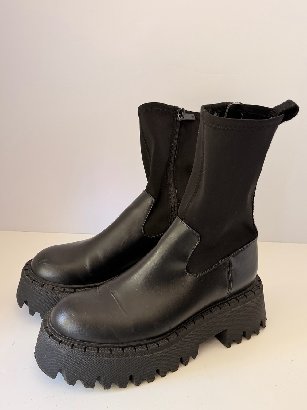 Zara Black Platform Chelsea Boots Chunky Sole whimsigoth size 37